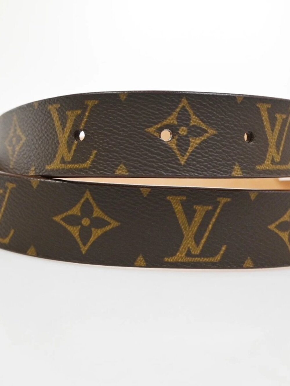 LOUIS VUITTON Santure Carre Belt Monogram Leather Brown SHW France - Picture 4 of 15